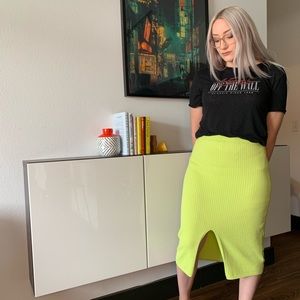 Free People Skyline Midi Skirt Electric Lime